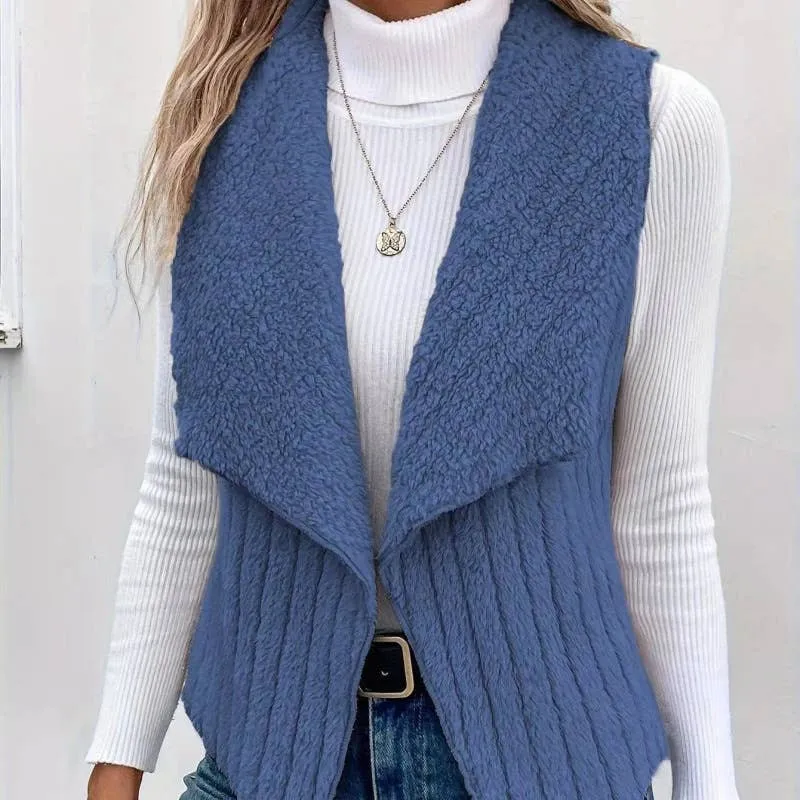 FASHION CASUAL SIMPLE SOLID COLOR SLEEVELESS VEST: WHITE / (L) 1