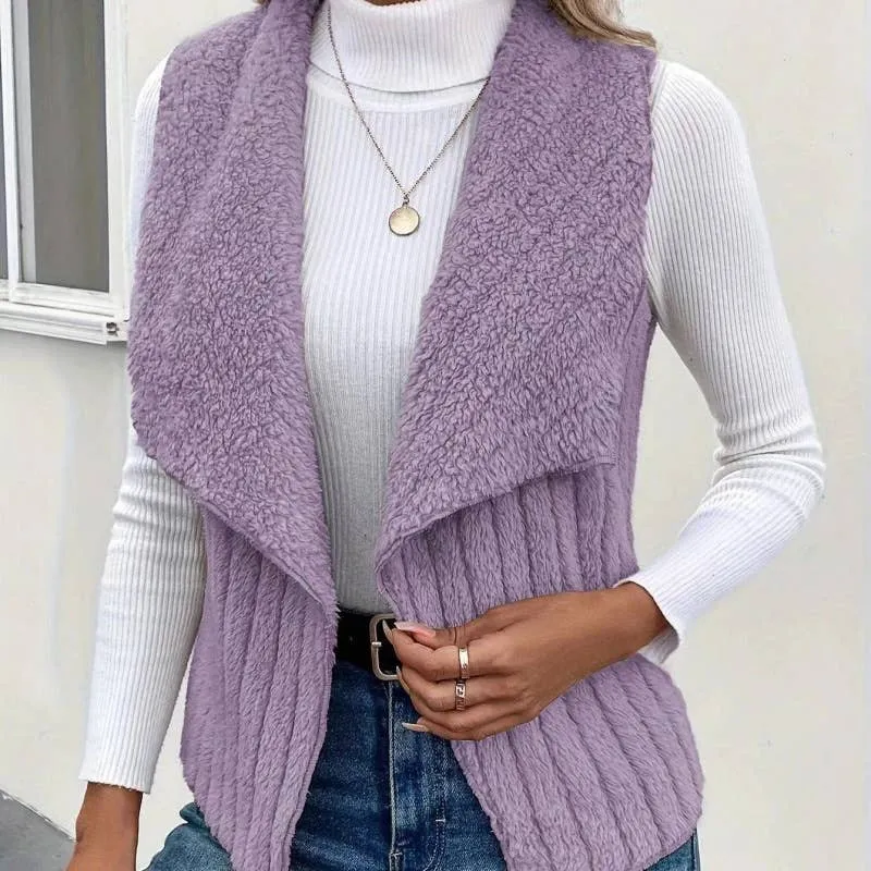 FASHION CASUAL SIMPLE SOLID COLOR SLEEVELESS VEST: WHITE / (L) 1
