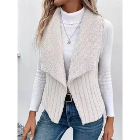 FASHION CASUAL SIMPLE SOLID COLOR SLEEVELESS VEST: WHITE / (L) 1