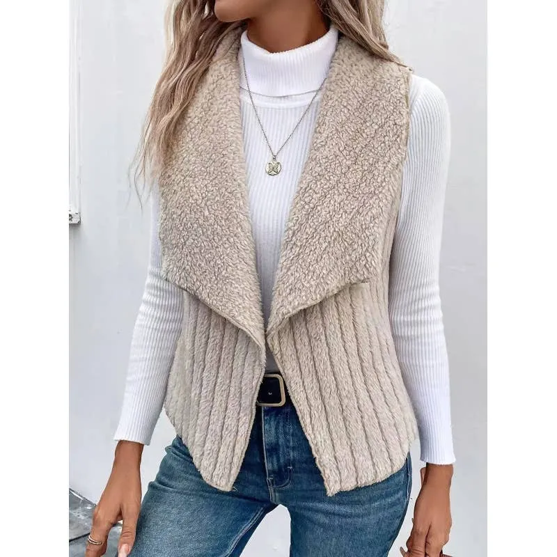 FASHION CASUAL SIMPLE SOLID COLOR SLEEVELESS VEST: WHITE / (L) 1