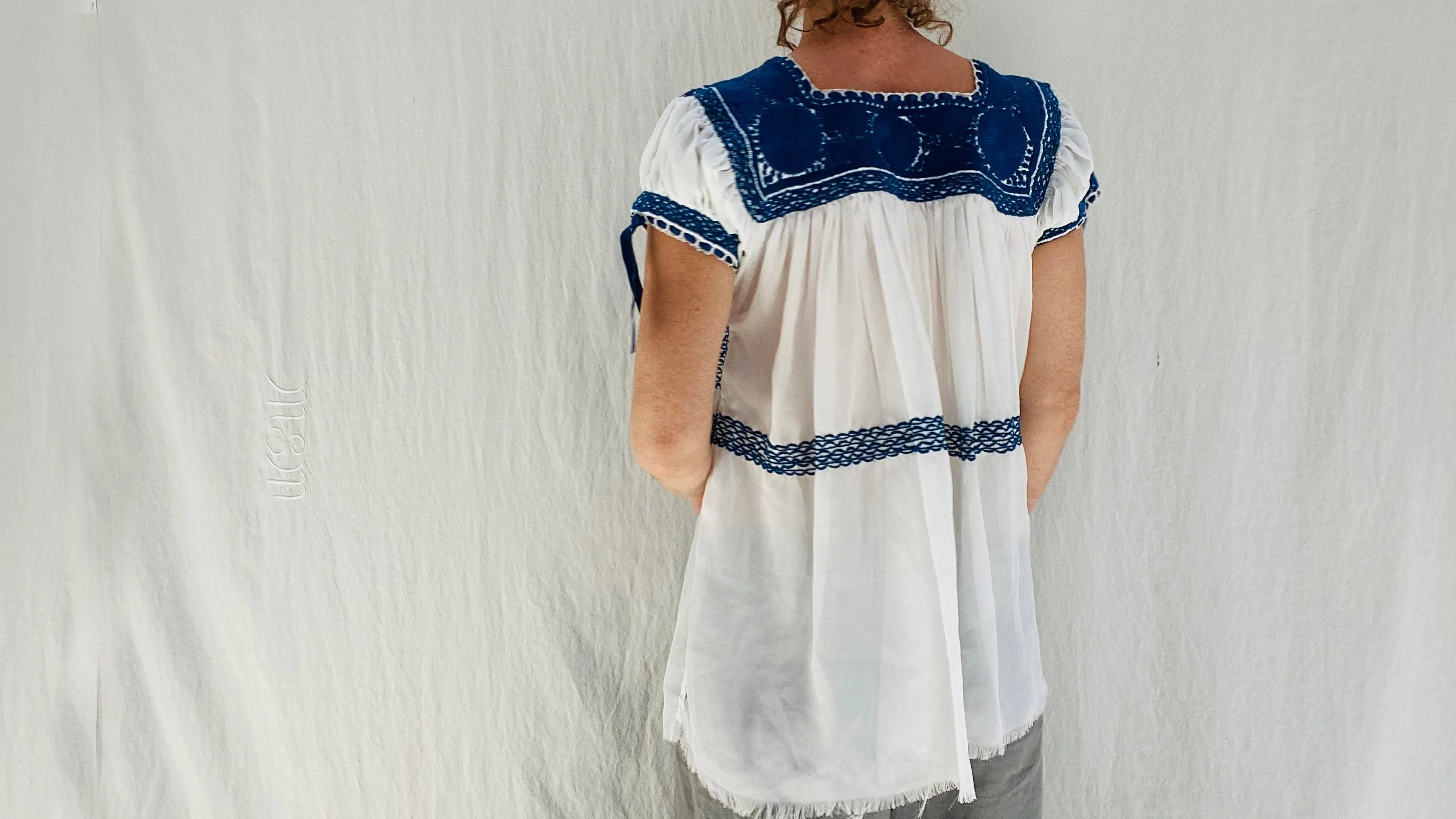 Hand-Embroidered Aguacatenango Blouse. Chiffon.
