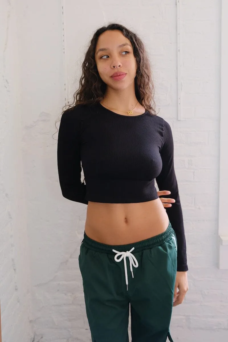 Hayden Ribbed Long Sleeve Crop Top