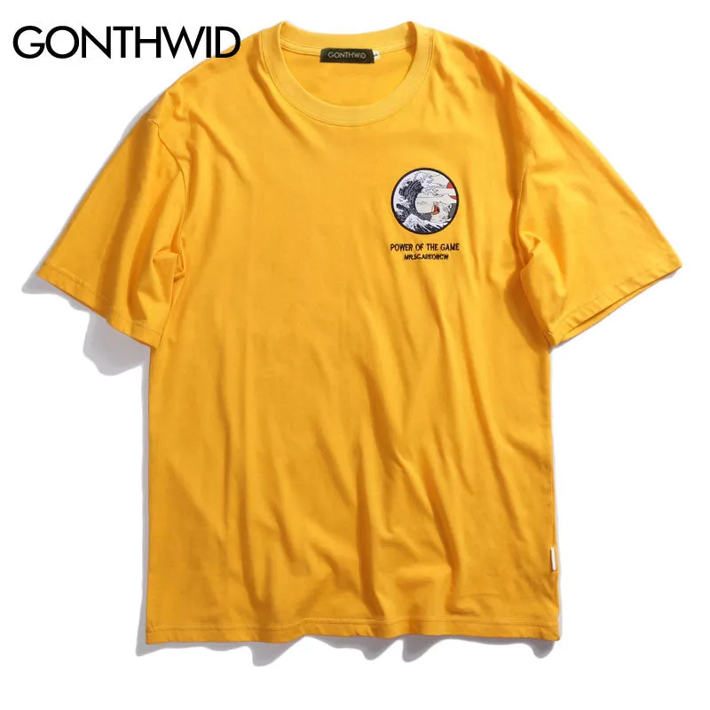 Japanese Ukiyo Cat Wave Printed Streetwear T Shirts