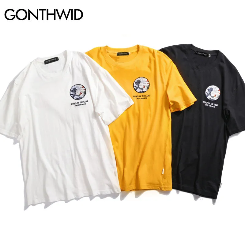 Japanese Ukiyo Cat Wave Printed Streetwear T Shirts