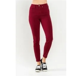 Judy Blue High Rise Wine Tummy Control Skinny Jeans