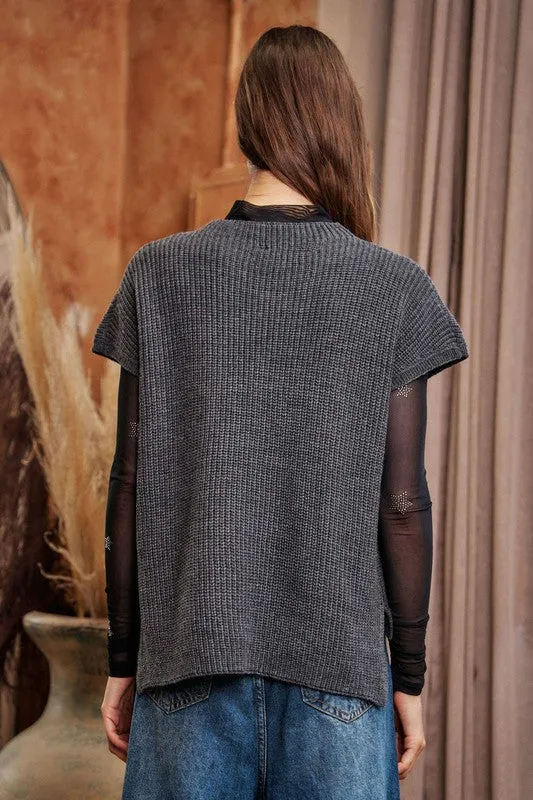 Mock neck cap sleeve knit - Plua