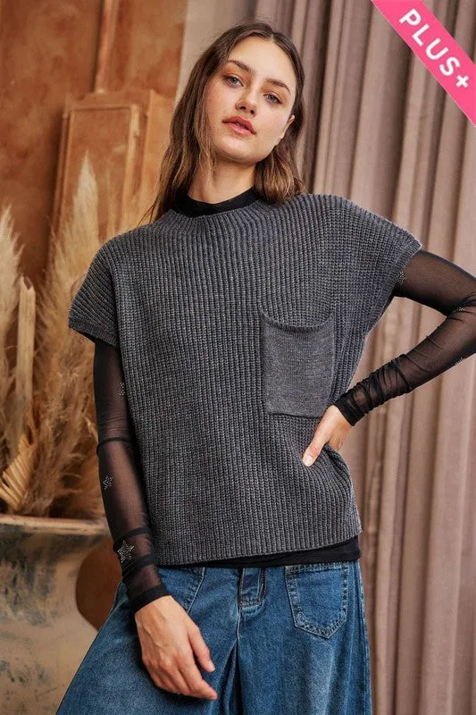 Mock neck cap sleeve knit - Plua